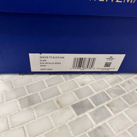 NIB Stuart Weitzman Dancer 75 silver block heels - Picture 4 of 4